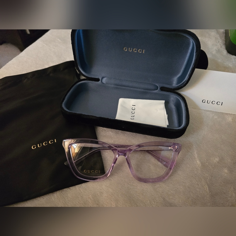 ✨️Gucci GG1686O 008 Eyeglasses – Violet Transparent (54-17-140) - NEW ✨️